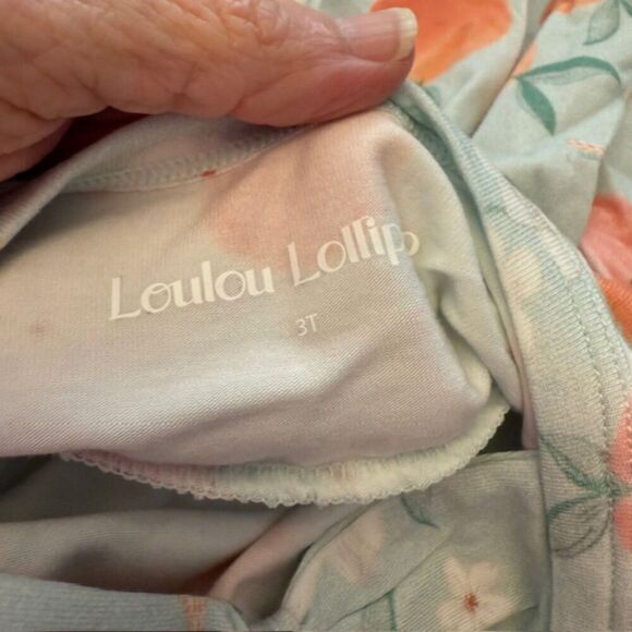 NWOT Loulou Lollipop Tencel Lyocell Skater Dress Peaches Bow Back Size 3T - Picture 4 of 4